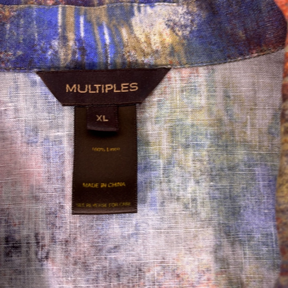 Multiples Multicolor Painterly Button-Front Shirt… - image 6
